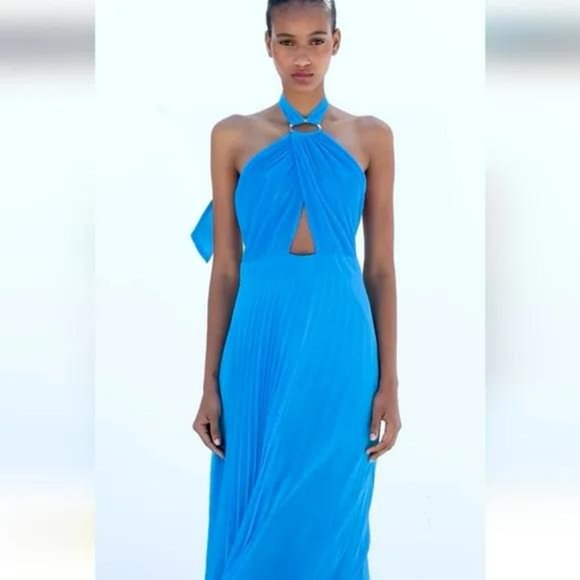 ZARA PLEATED SLIP DRESS - Picture 1 of 10
